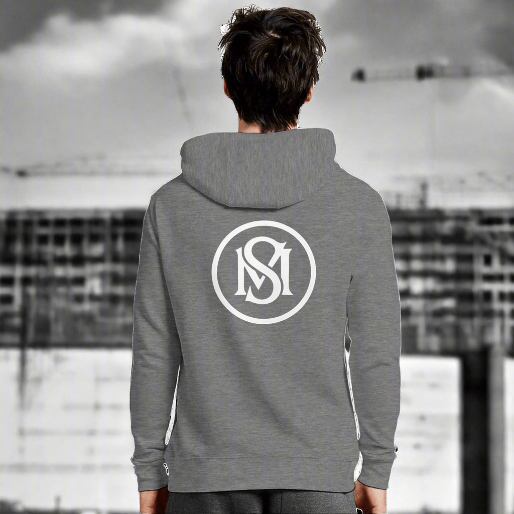 Premium Hoodie - Selfmade EraHoodieSelfmade EraBack view of gray Premium Hoodie showing circular 'SM' logo, combining minimalist design with comfort for stylish outerwear appeal.