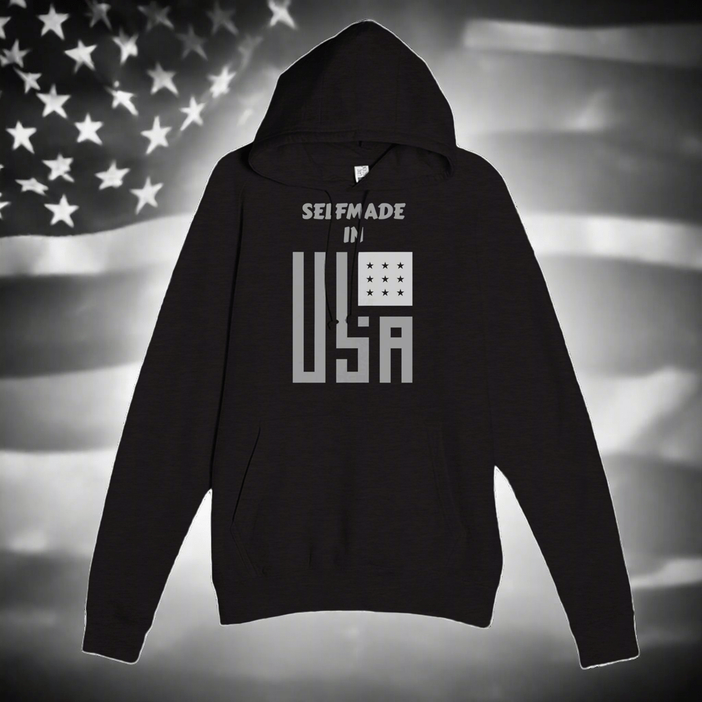 Premium Hoodie - Selfmade EraHoodieSelfmade EraBlack Premium Hoodie with 'Selfmade in USA' design, ribbed cuffs, and cozy fleece lining. A versatile streetwear essential for cool weather.