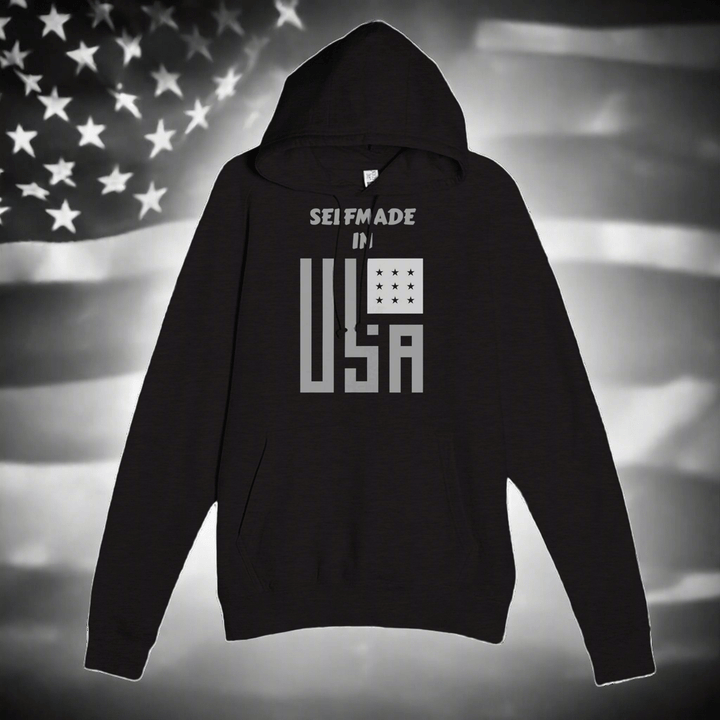 Premium Hoodie - Selfmade EraHoodieSelfmade EraBlack Premium Hoodie with 'Selfmade in USA' design, ribbed cuffs, and cozy fleece lining. A versatile streetwear essential for cool weather.